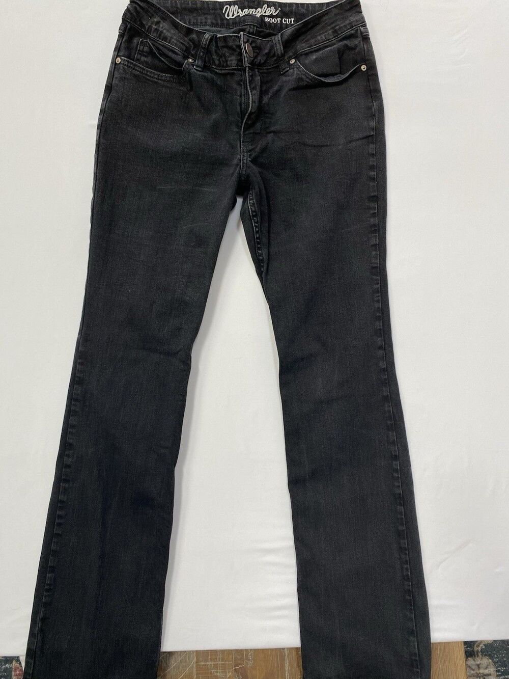 Wrangler Boot Cut Jeans Women's 9 Black Denim High Rise Long Inseam 1009MWZBK